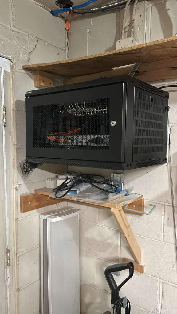 Same equipment rack in a secured, closed enclosure